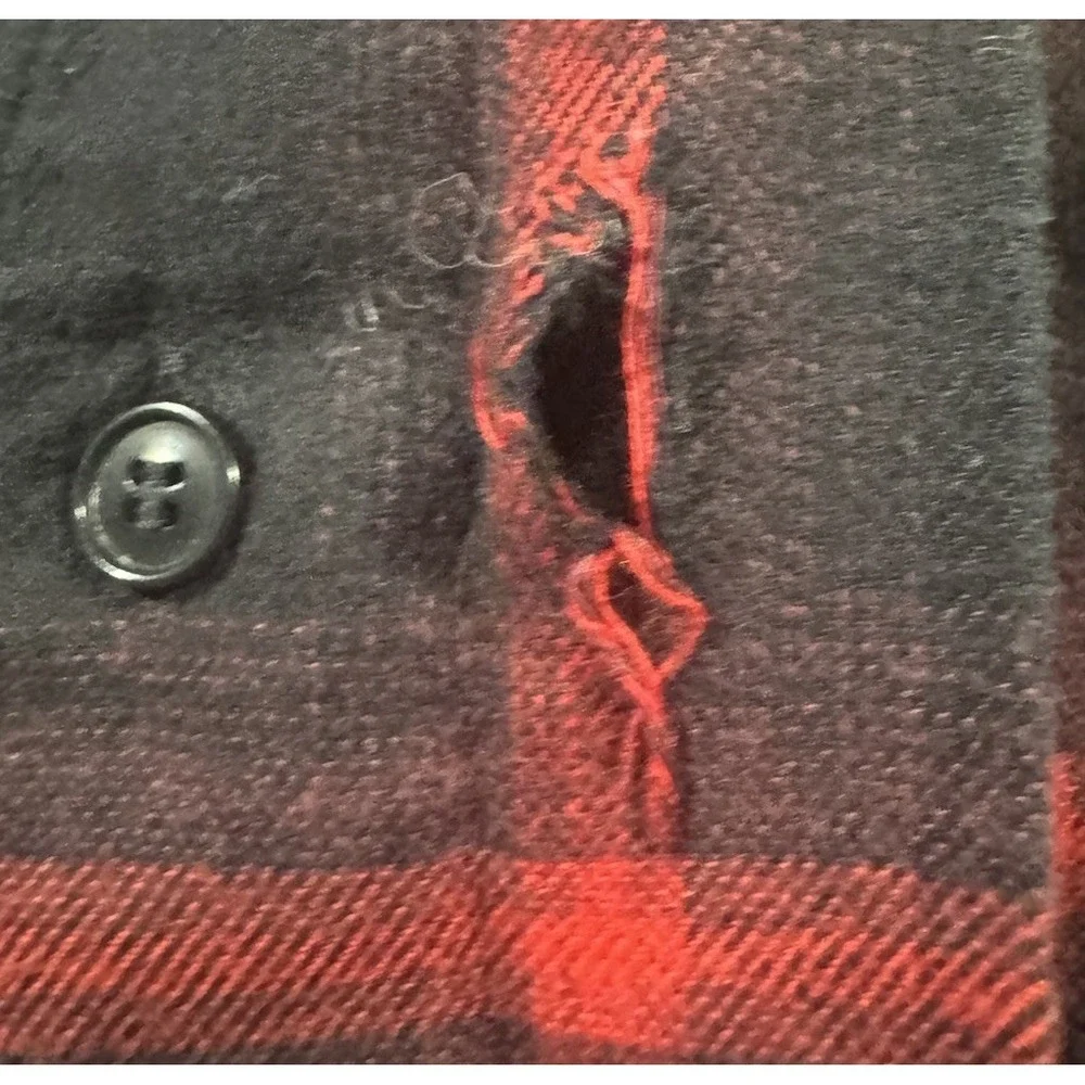 Banana Republic Flannel Shirt Mens Large Red Black Plaid Long Sleeve Casual Logo